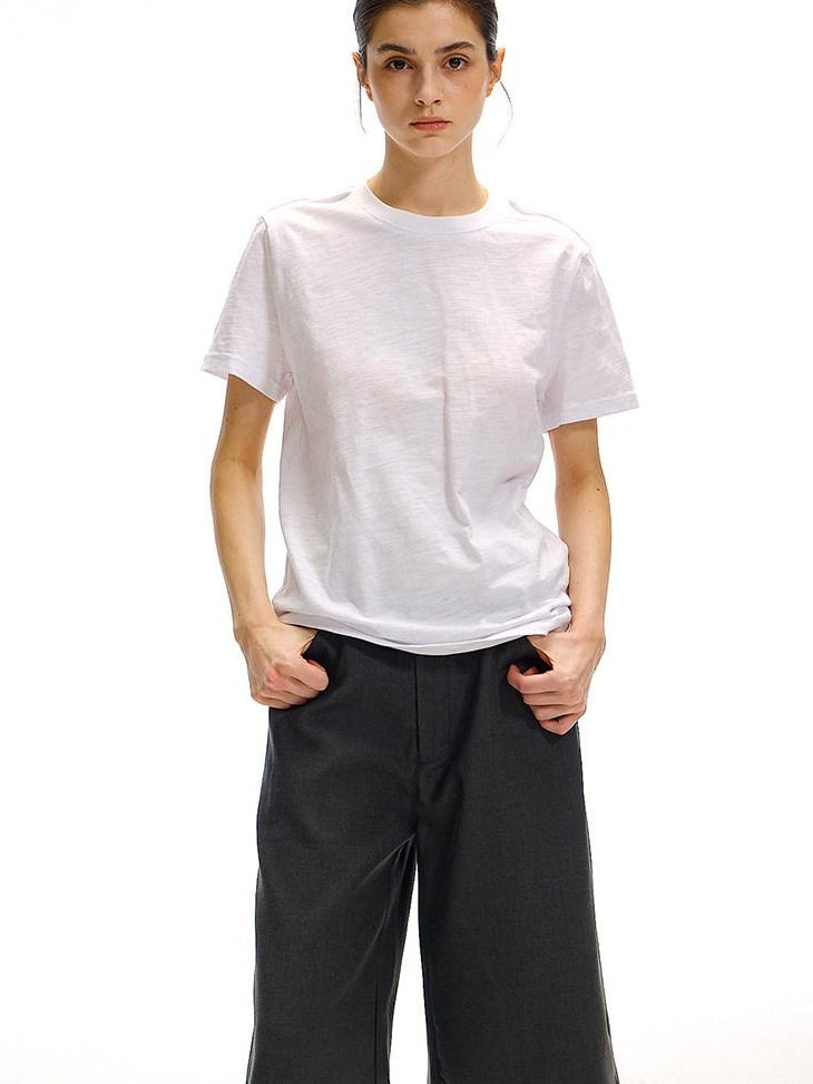 Country Moment Bamboo Cotton Minimal Loose Fit Unisex Solid Crew Neck Short Sleeve T-Shirts