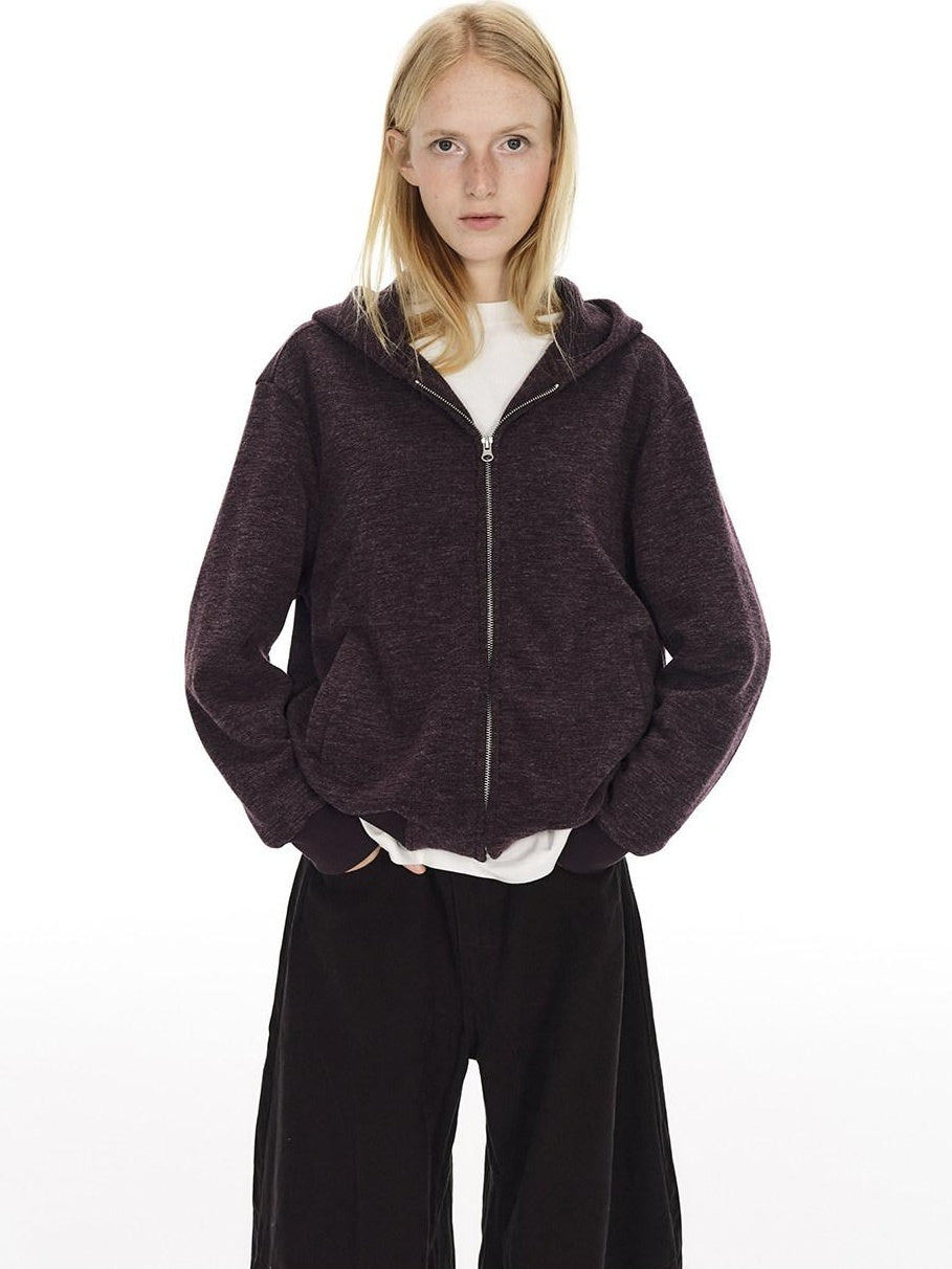 Country Moment Soft Polyester Blend Zip Up Casual Standard Fit Unisex Deep Purple Hoodie