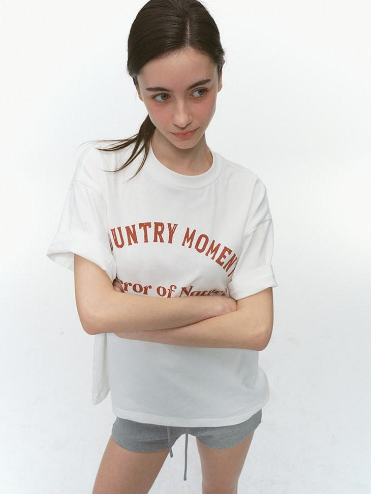 Country Moment Pure Cotton Relaxed Crew Neck Casual Teen Logo Solid Navy Short Sleeve T-Shirts