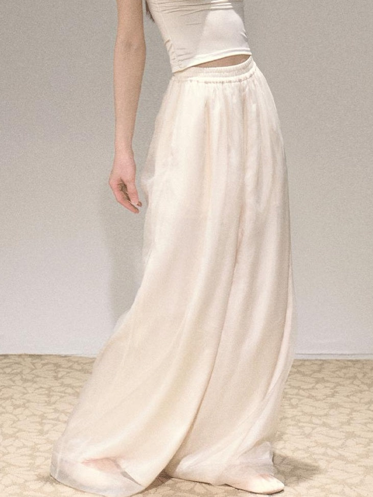 7 OAKMOO High Waisted Minimal Double Layer Relaxed Office Women Polyester Wide Leg Pants