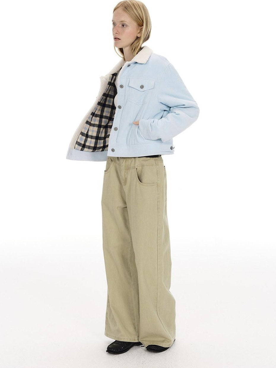 Country Moment Warm Fleece Lined Vintage Cropped Button Front Women Cotton Denim Jackets