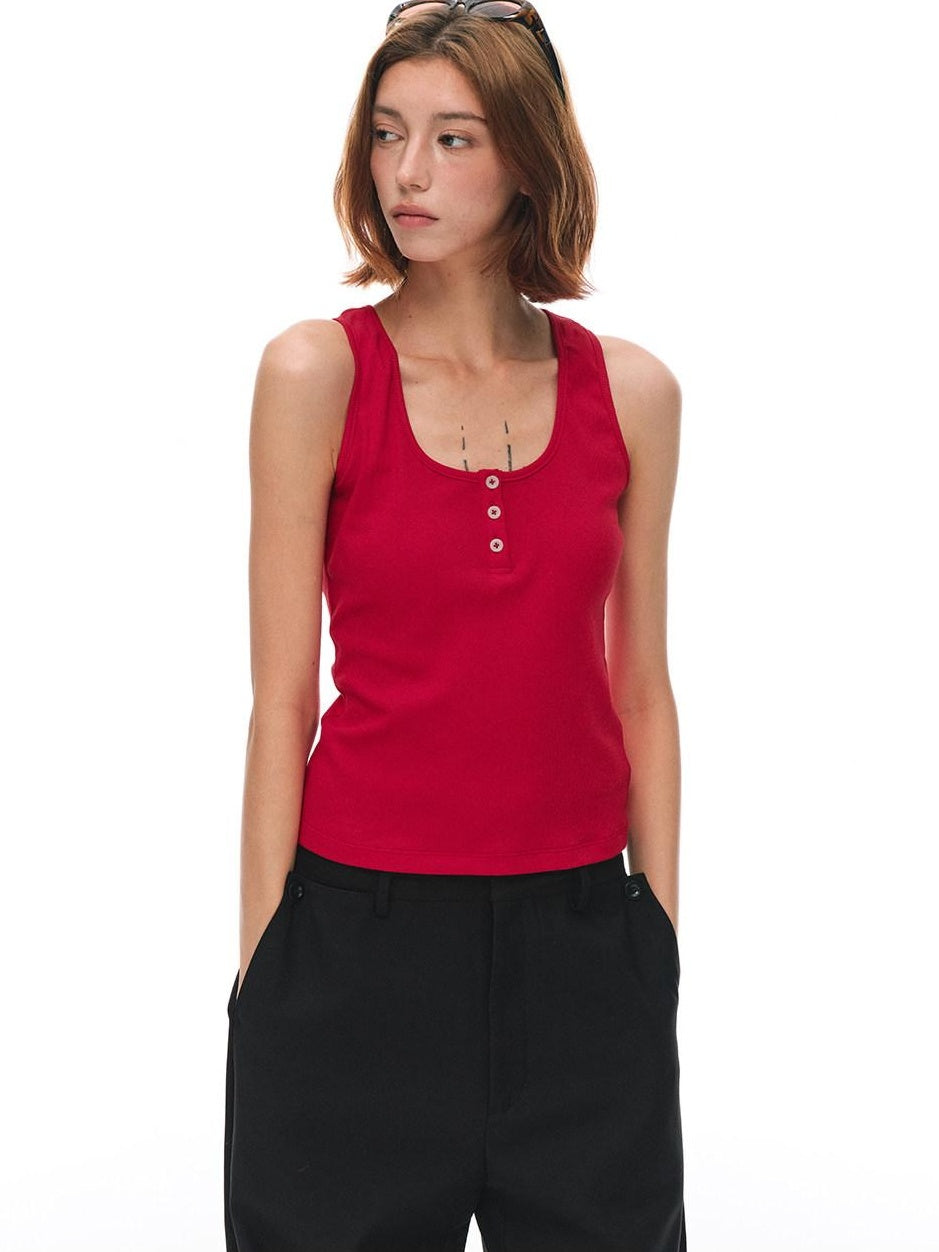 Country Moment Moisture Wicking High Stretch Slim Ribbed U Neck Daily Cotton Viscose Tank Tops