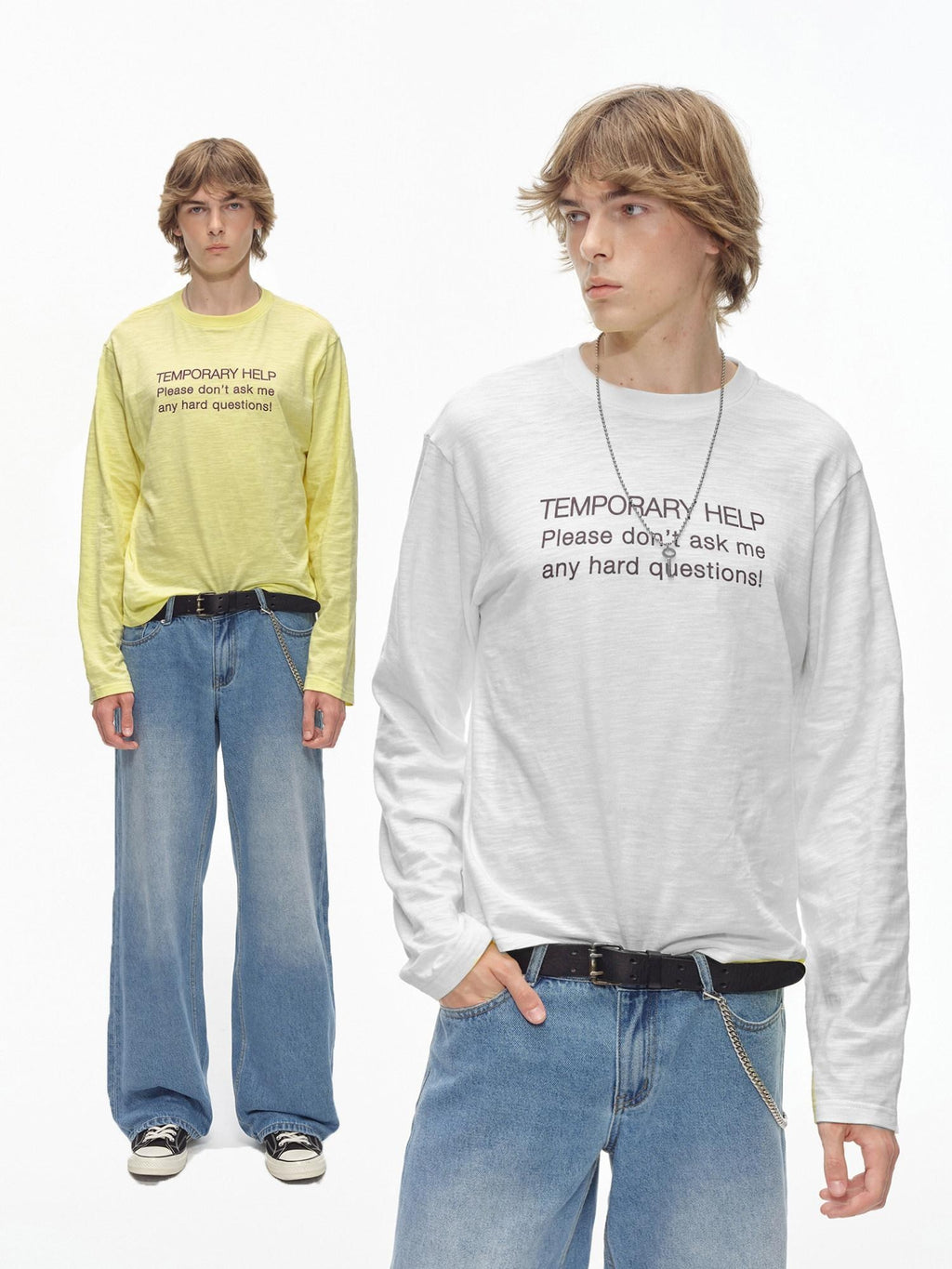 Country Moment Breathable Cotton Loose Fit Round Neck Unisex Letter Print Long Sleeve T-Shirts
