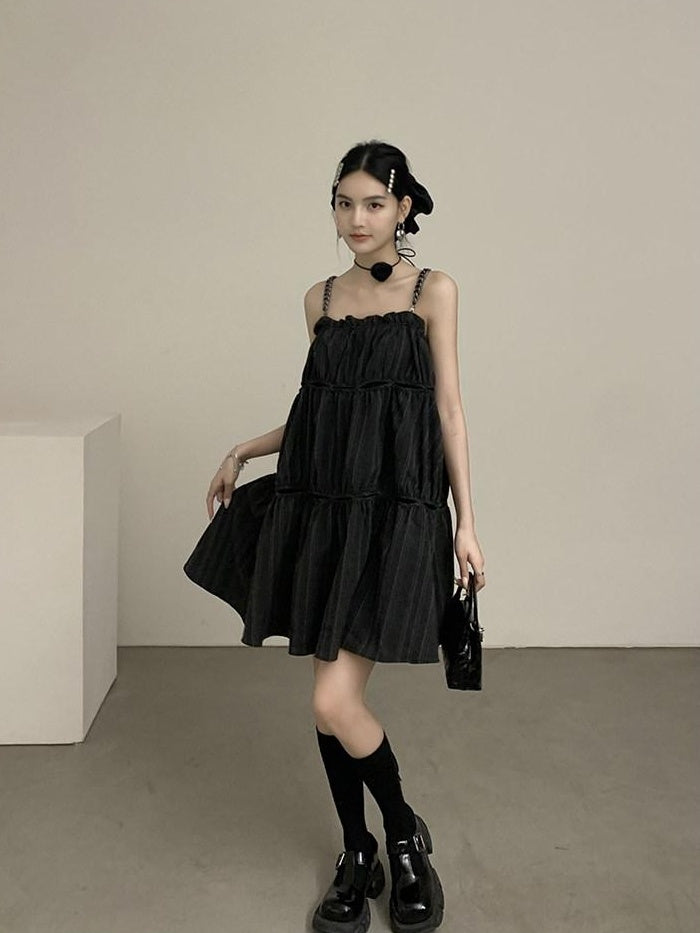 DDGIRL studio Shape Retaining Casual Patchwork Loose Waist A Line Cotton Blend Midi Dresses