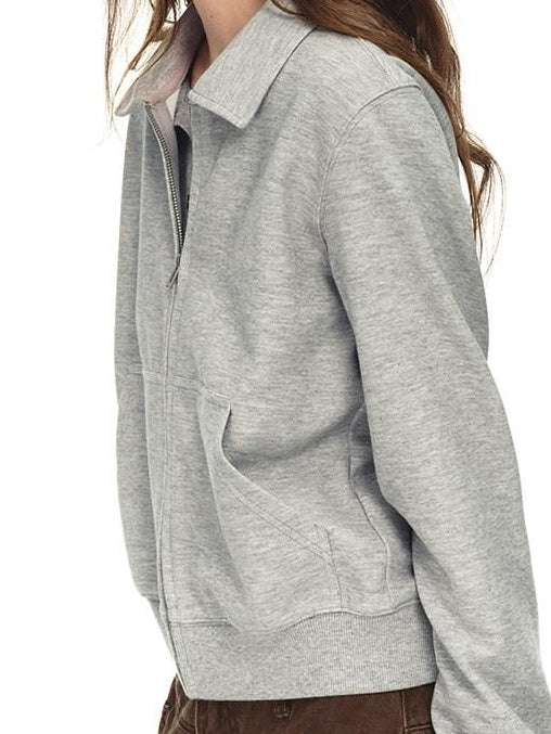 Country Moment Breathable Cotton Blend Stretch Cropped Zip Cardigan Casual Men Grey Sweatshirt