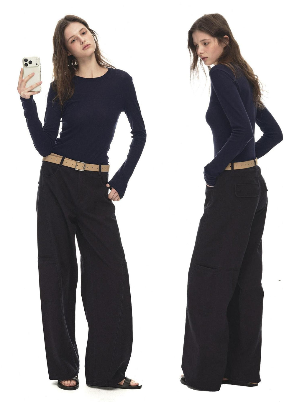 Country Moment Breathable Lyocell Wool Slim Crewneck Commuter Casual Long Sleeve T-Shirts
