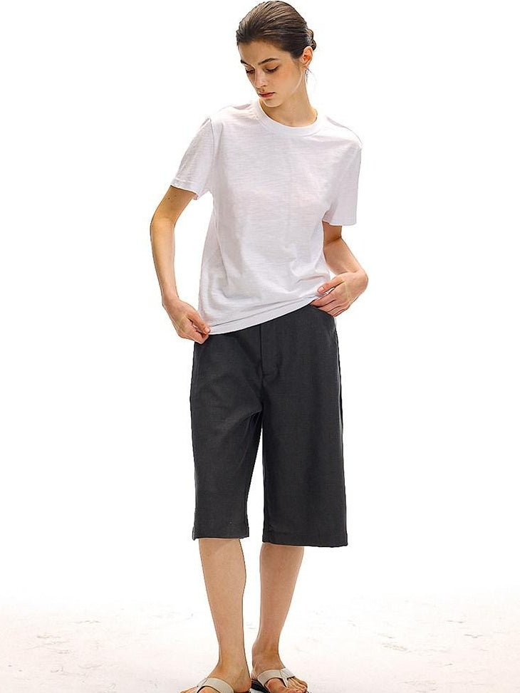 Country Moment Bamboo Cotton Minimal Loose Fit Unisex Solid Crew Neck Short Sleeve T-Shirts