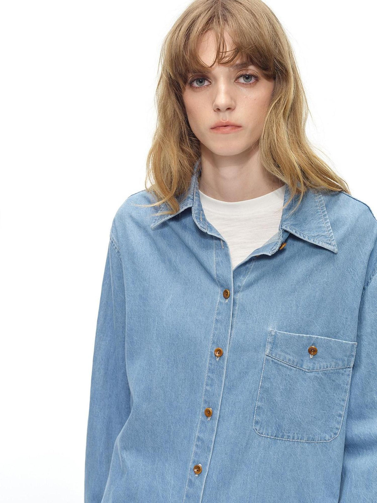 Country Moment Washed Cotton Oversized Vintage Shirt Collar Unisex Breathable Denim Jackets