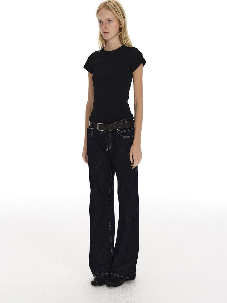 Country Moment Breathable Cotton Mid Rise Washed Casual Women Wide Leg Jeans
