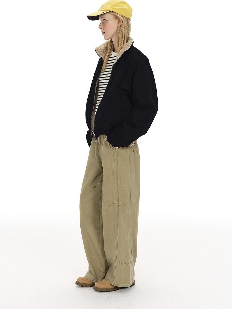 Country Moment Comfortable Cotton Mid Rise Straight Leg Unisex Casual Khaki White Cargo Pants