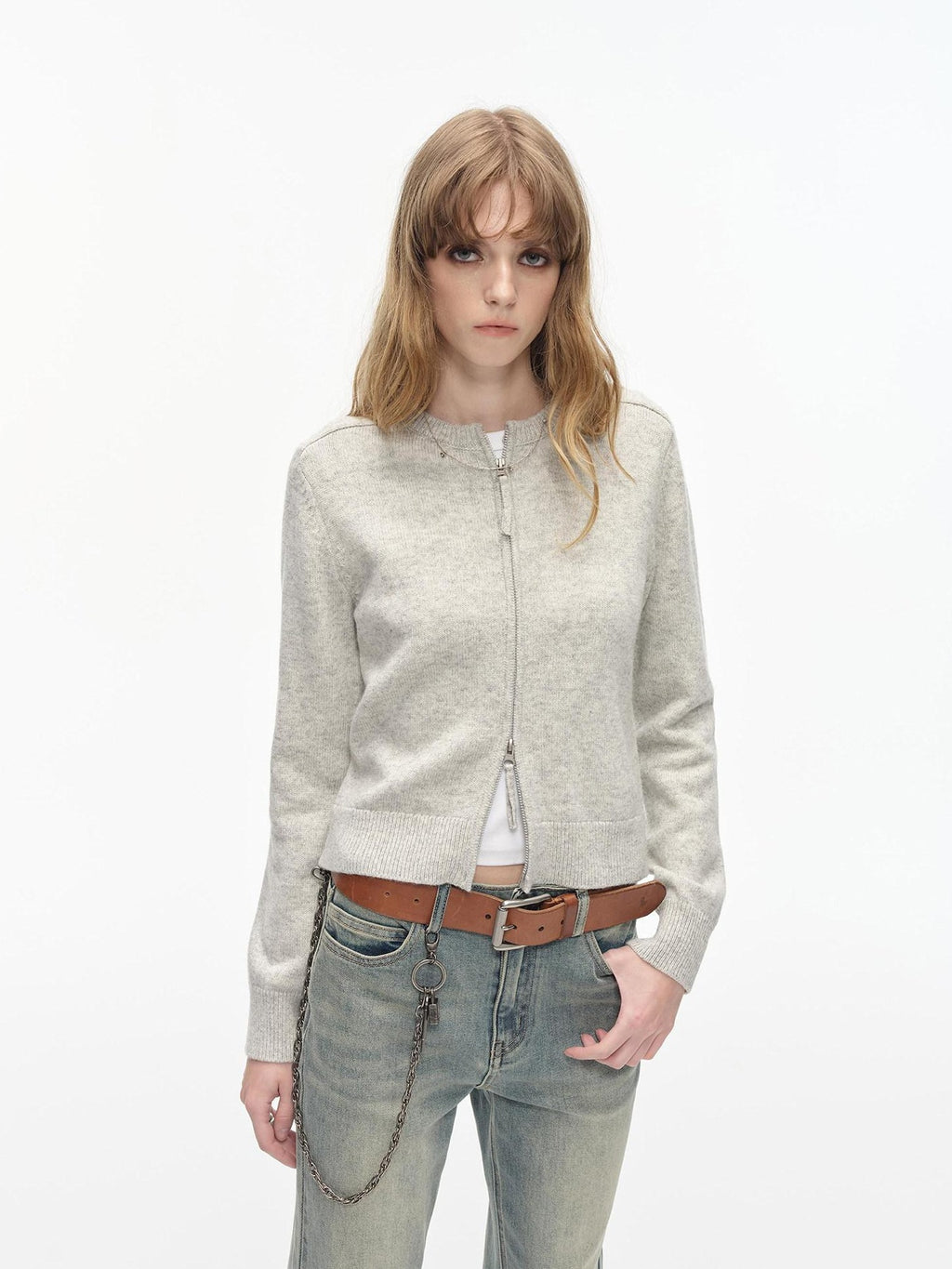 Country Moment Thermal Wool Blend Slim Fit Zip Front Office Unisex Fine Knit Cardigans