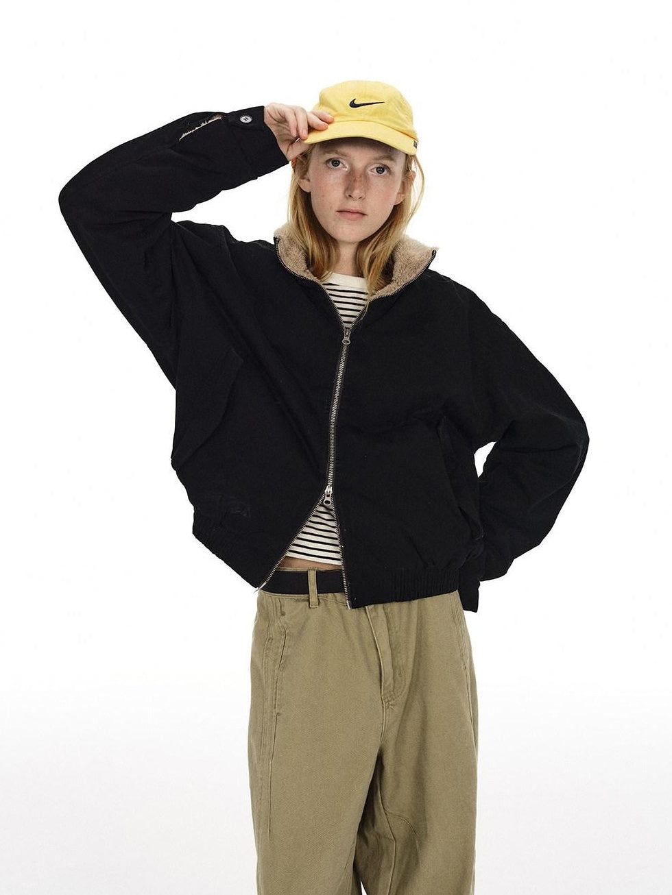 Country Moment Fleece Lined Stand Collar Unisex 100 Percent Cotton Black Cropped Jackets