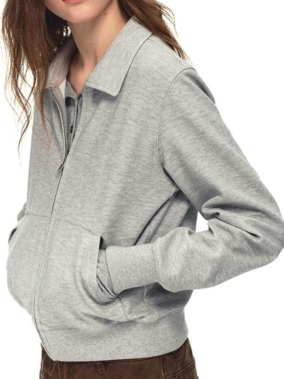 Country Moment Breathable Cotton Blend Stretch Cropped Zip Cardigan Casual Men Grey Sweatshirt