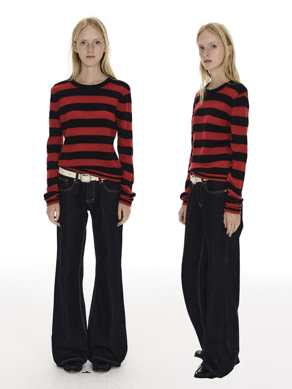 Country Moment Soft Wool Blend Knit Striped Crewneck Regular Fit Women Commuter Casual Sweaters