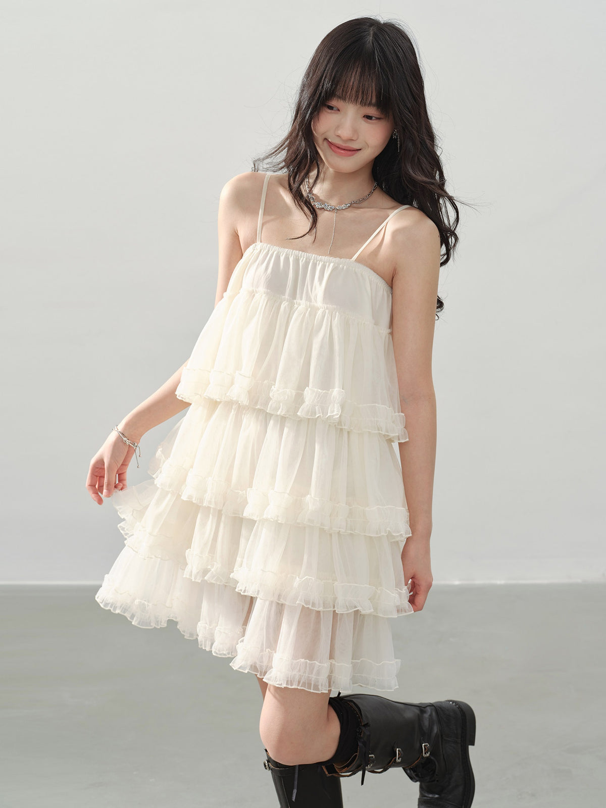 DDGIRL_studio_Breathable_Soft_Sweet_Princess_A_Line_Tiered_Camisole_Cream_Mini_Dresses_MISSTT