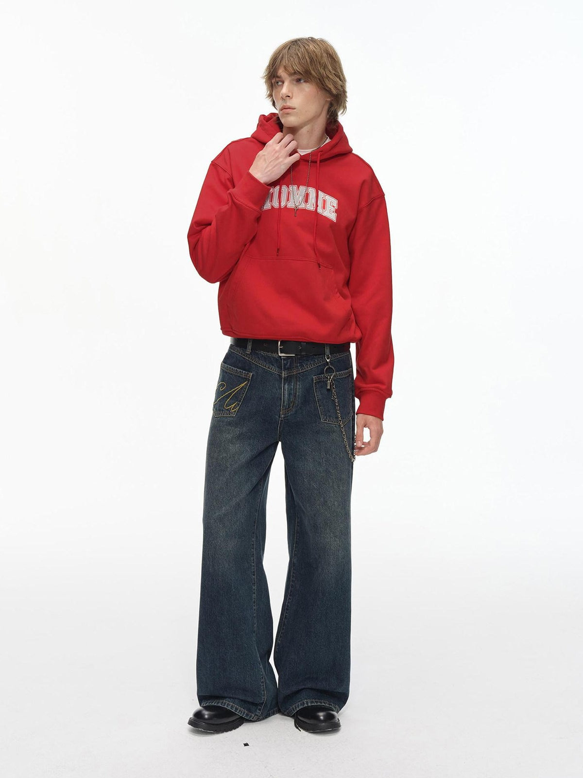 Country Moment Breathable Cotton Embroidered Mid Rise Loose Stonewash Wide Leg Jeans