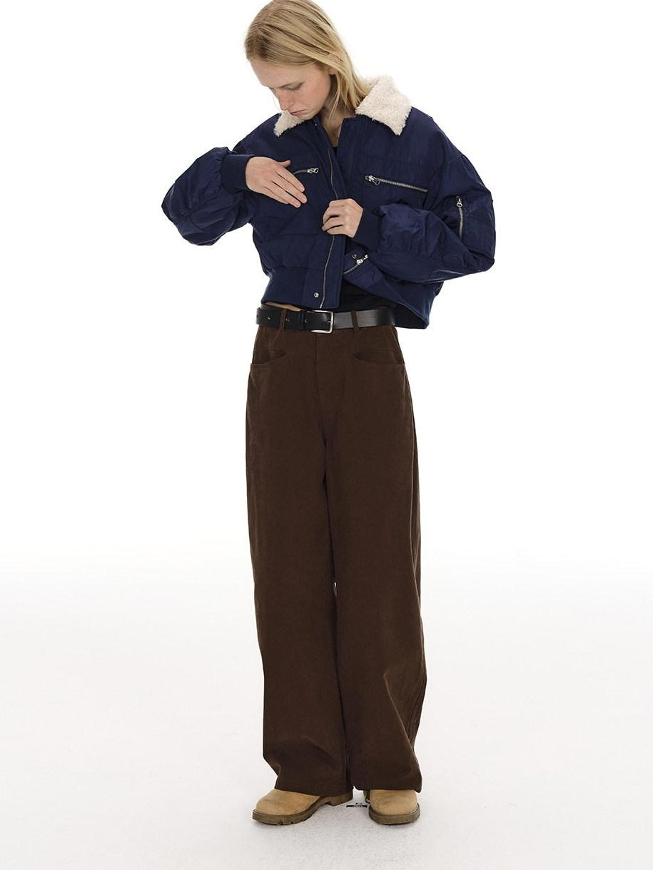 Country Moment Breathable Washed Cotton Relaxed Vintage Workwear Brown Straight Pants