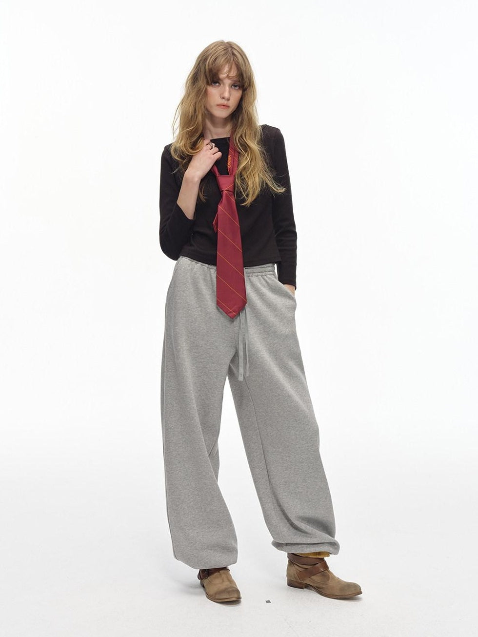 Country Moment Thermal Relaxed Straight Leg Midrise Elastic Waist Heather Grey Youth Sweatpants