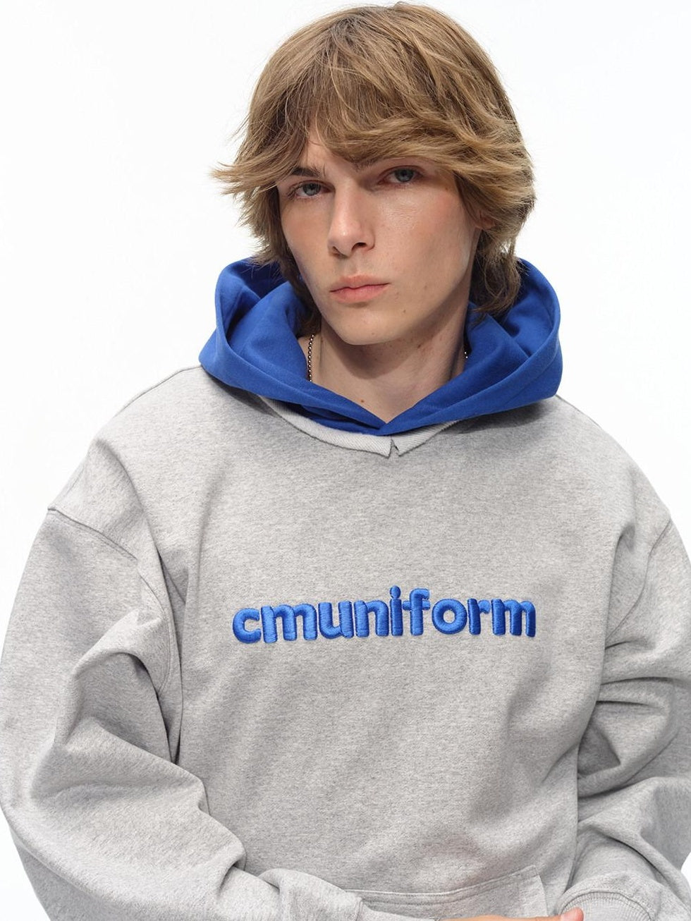 Country Moment Warm Thick Oversized Colorblock Cotton Blend Unisex Casual Letter Print Hoodie