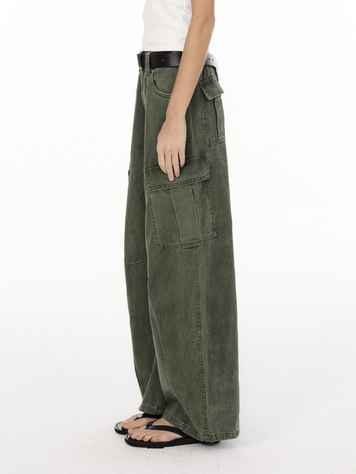 Country Moment Breathable Washed Cotton Relaxed Straight Pocket Button Fly Casual Cargo Pants