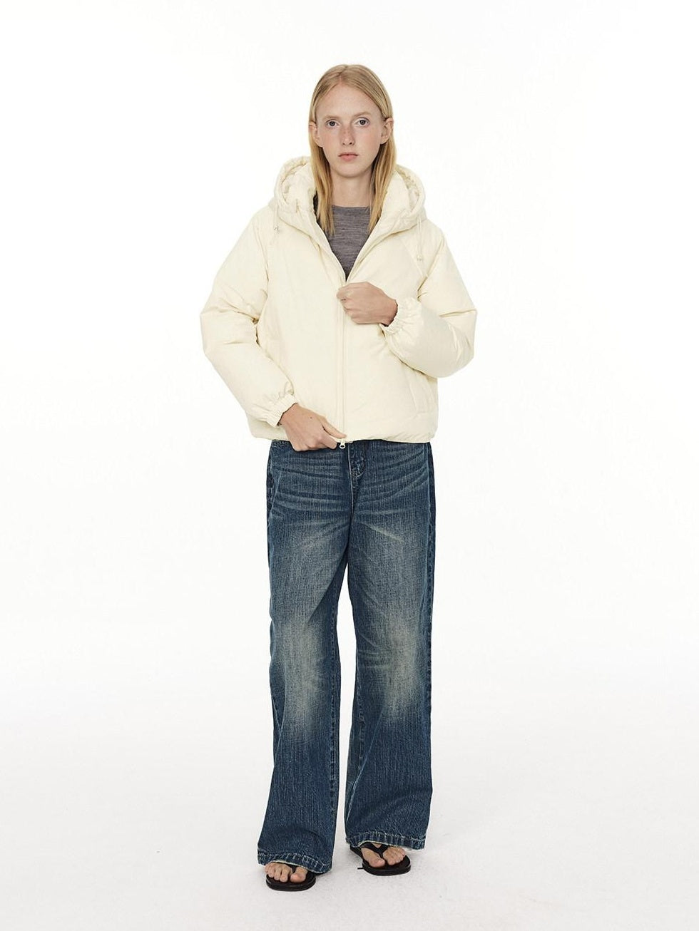 Country Moment Micro Stretch Mid Rise Vintage Blue Gradient Loose Unisex Straight Leg Jeans
