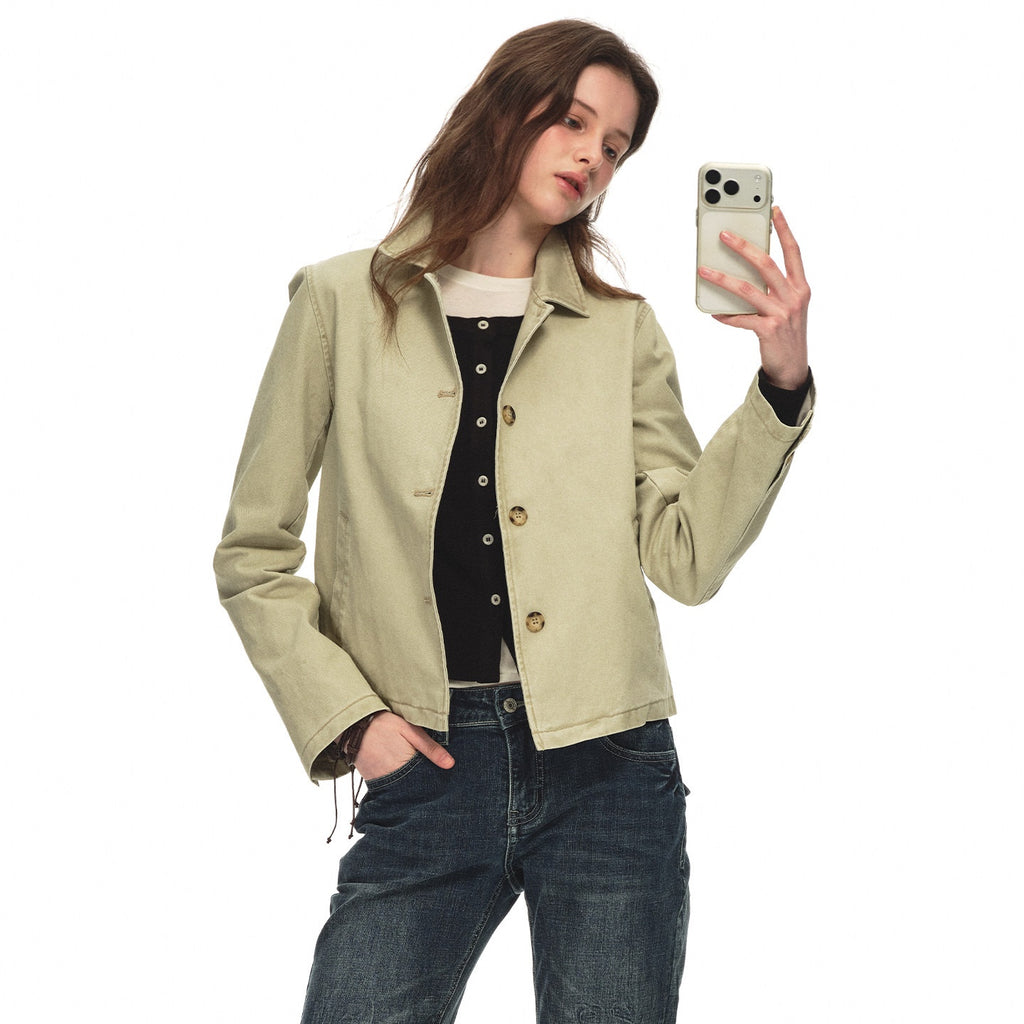 Country_Moment_Warm_Vintage_British_Short_Button_Khaki_Cotton_Unisex_Commuter_Cropped_Jackets_MISSTT