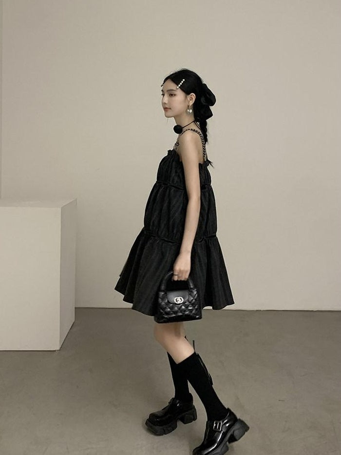 DDGIRL studio Shape Retaining Casual Patchwork Loose Waist A Line Cotton Blend Midi Dresses