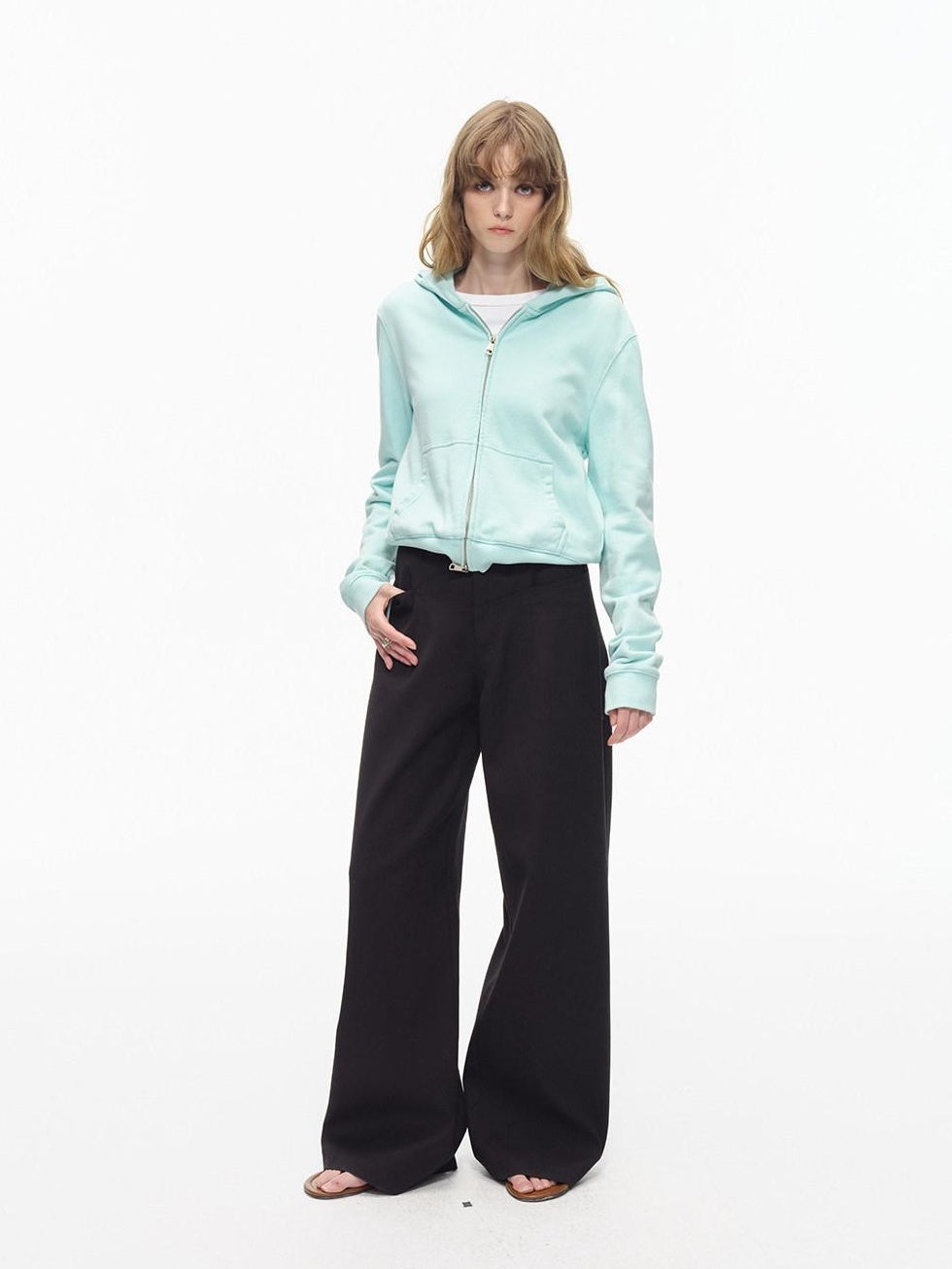 Country Moment Wrinkle Resistant Mid Rise Loose Straight Leg Casual Youth Black Wide Leg Pants