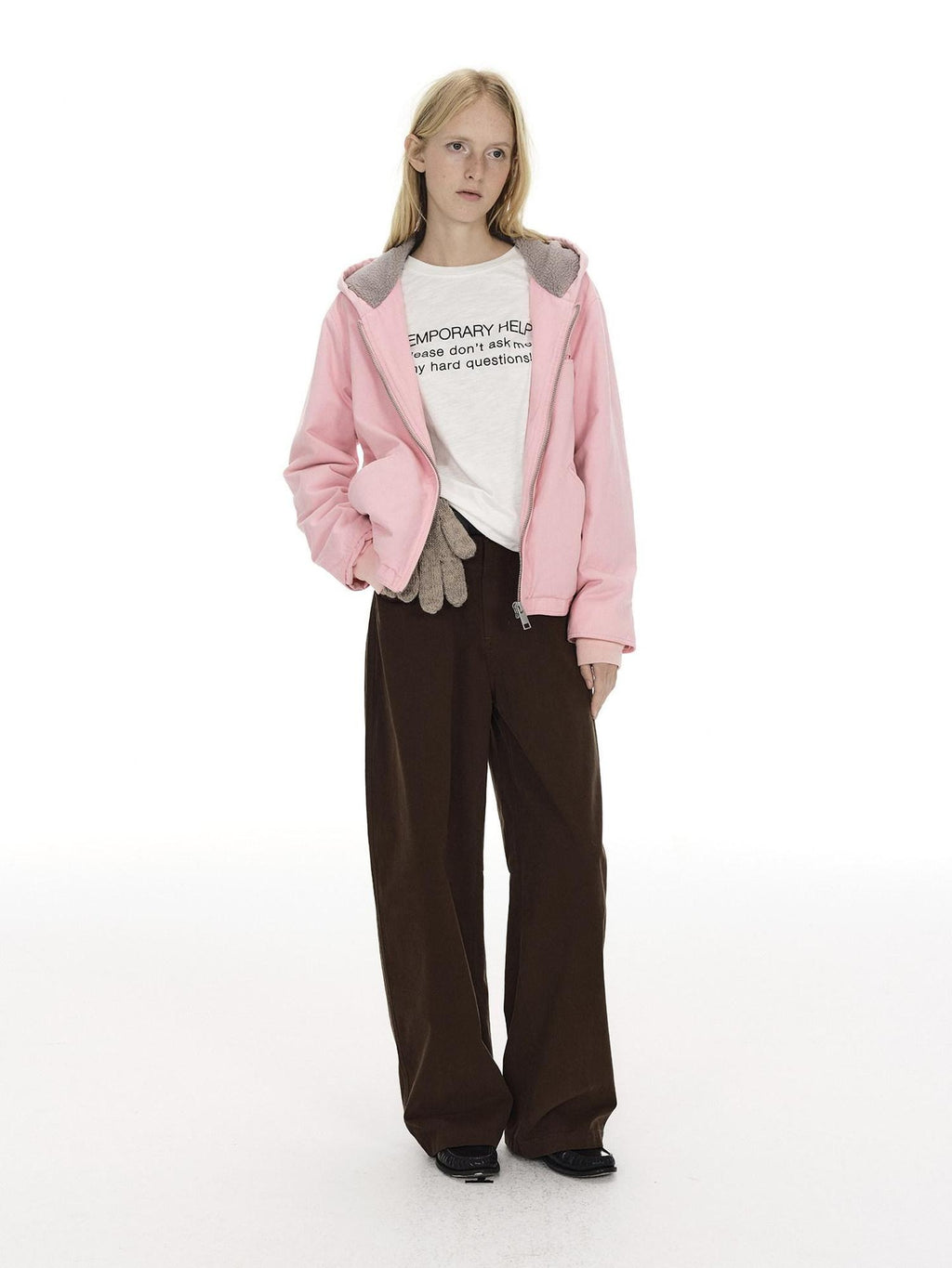 Country Moment Cozy Fleece Lined Oversized Zip Up Casual Unisex Pink Cotton Hoodie