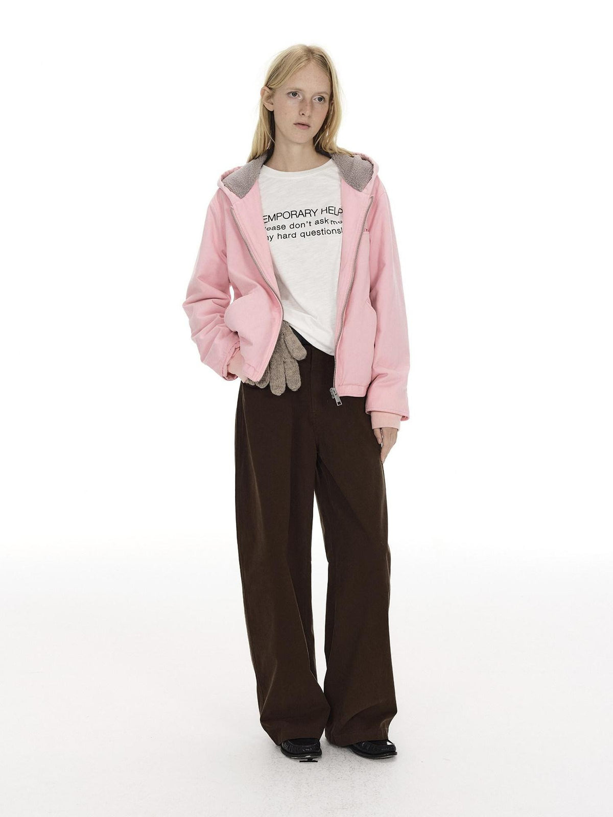 Country Moment Cozy Fleece Lined Oversized Zip Up Casual Unisex Pink Cotton Hoodie