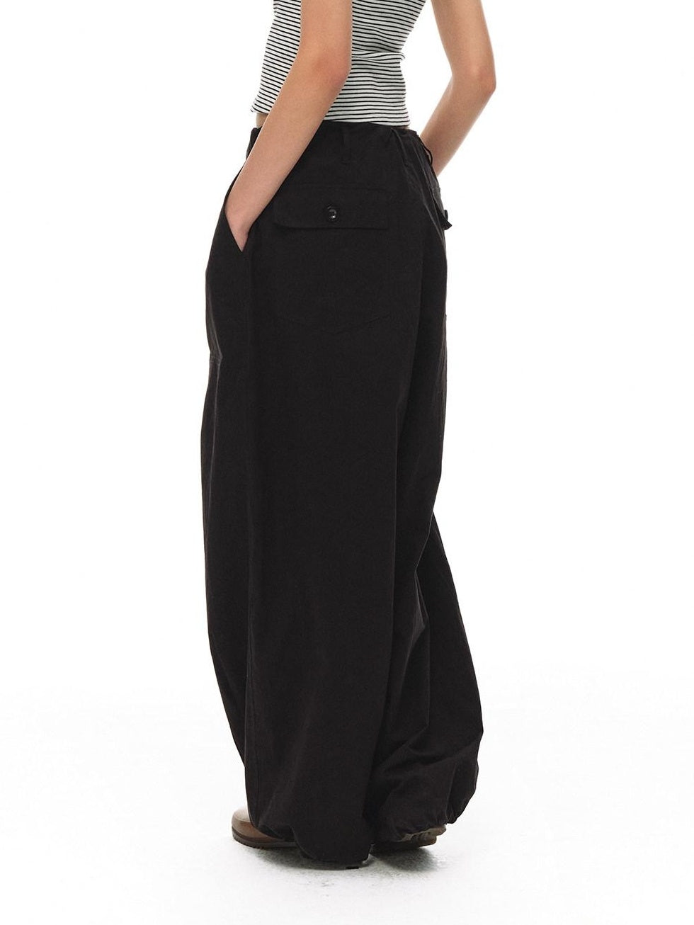 Country Moment Organic Cotton Slight Stretch Relaxed Mid Rise Solid Black Wide Leg Pants
