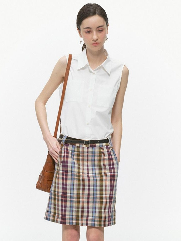 Country Moment High Waist Cotton Vintage Purple Plaid A Line Street Sporty Mini Skirts