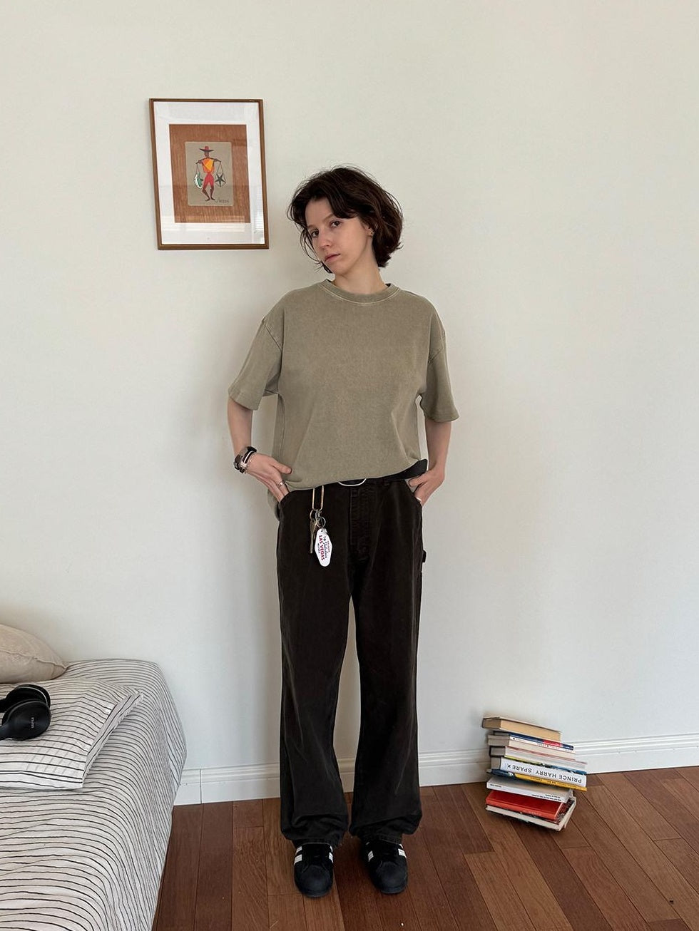 Country Moment Washed Cotton 100 Percent Loose Mid Rise Cargo Casual Youth Straight Pants