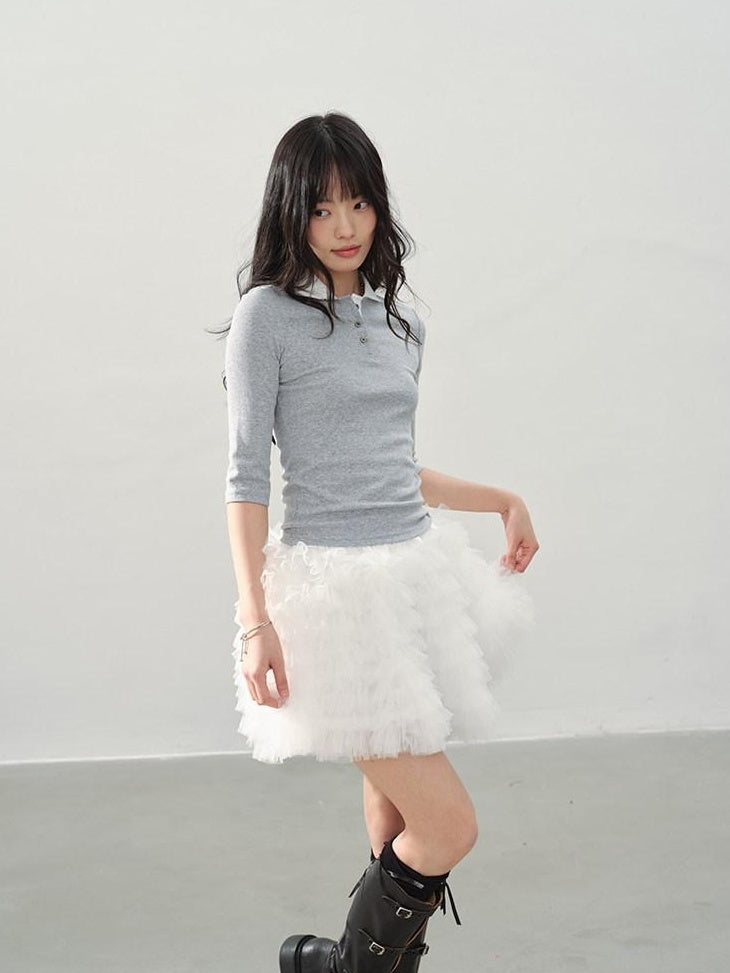 DDGIRL studio Soft Breathable Cotton Lace Trim Straight Fit Women Short Sleeve T-Shirts