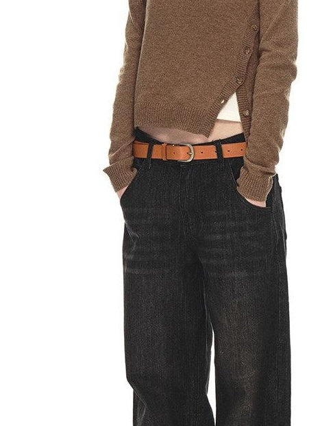 Country Moment Soft Wool Blend Slimming Relaxed Fit Asymmetric V-neck Women Commuter Sweaters