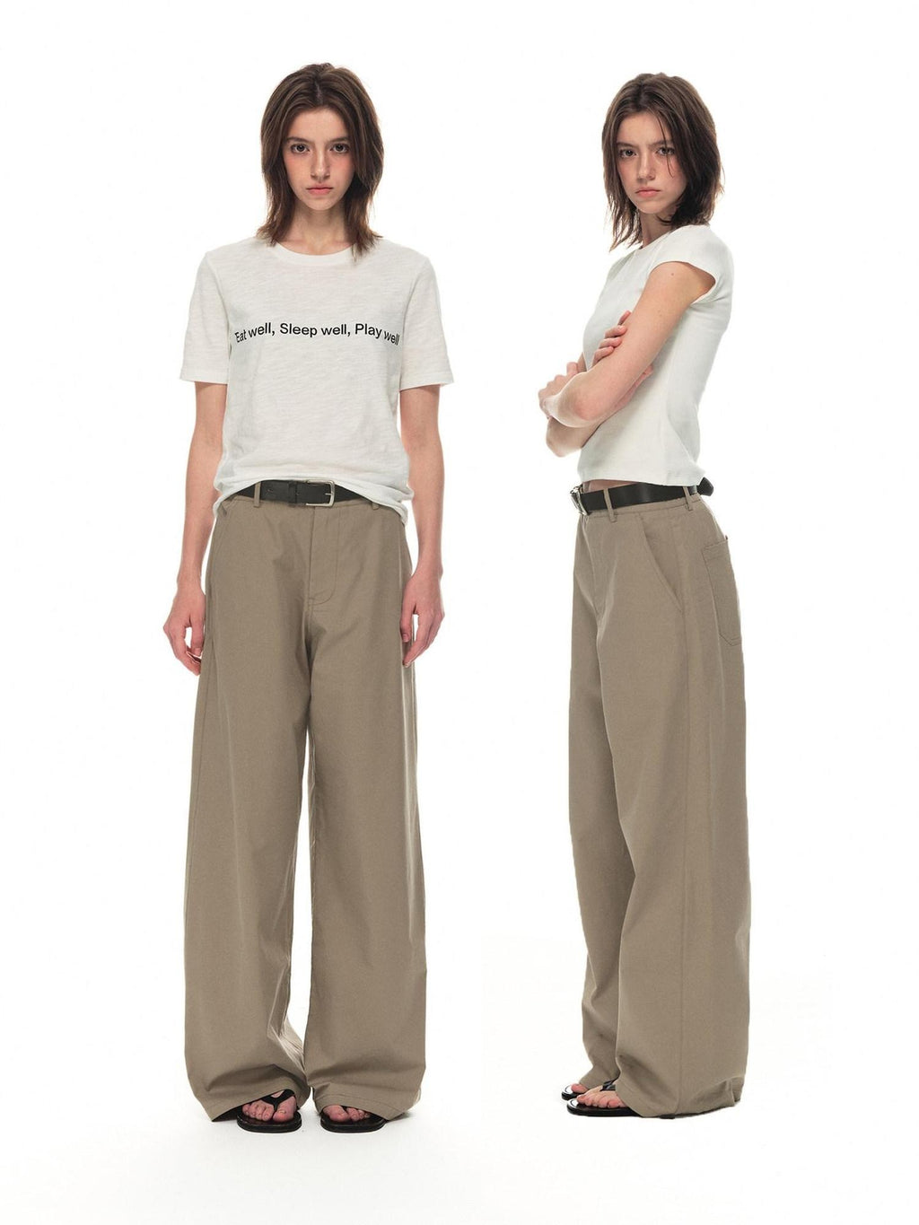 Country Moment Cotton Pleated Mid Rise Casual Straight Zipper Everyday Khaki Straight Pants