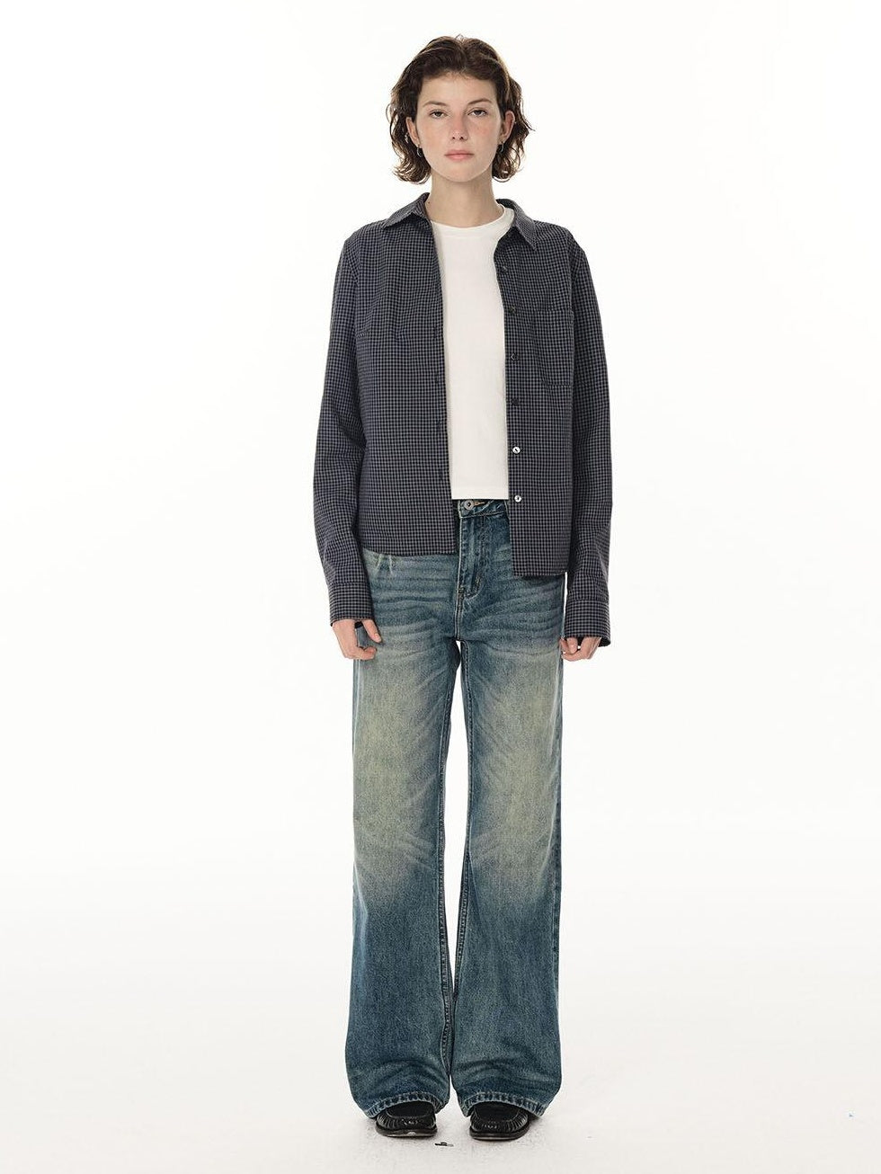 Country Moment Whiskered Mid Rise Deep Blue Cotton Blend Micro Stretch Straight Leg Jeans