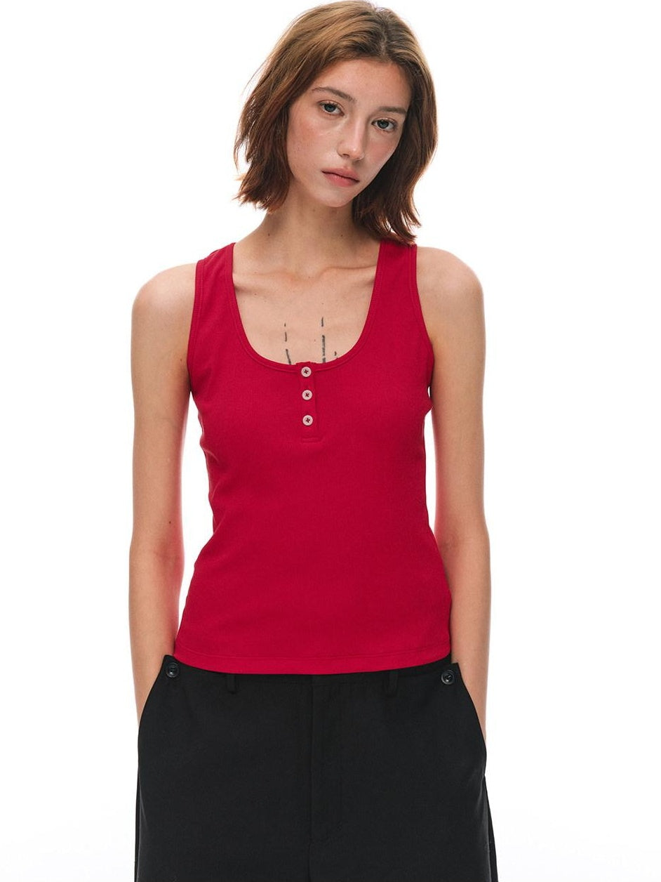 Country Moment Moisture Wicking High Stretch Slim Ribbed U Neck Daily Cotton Viscose Tank Tops