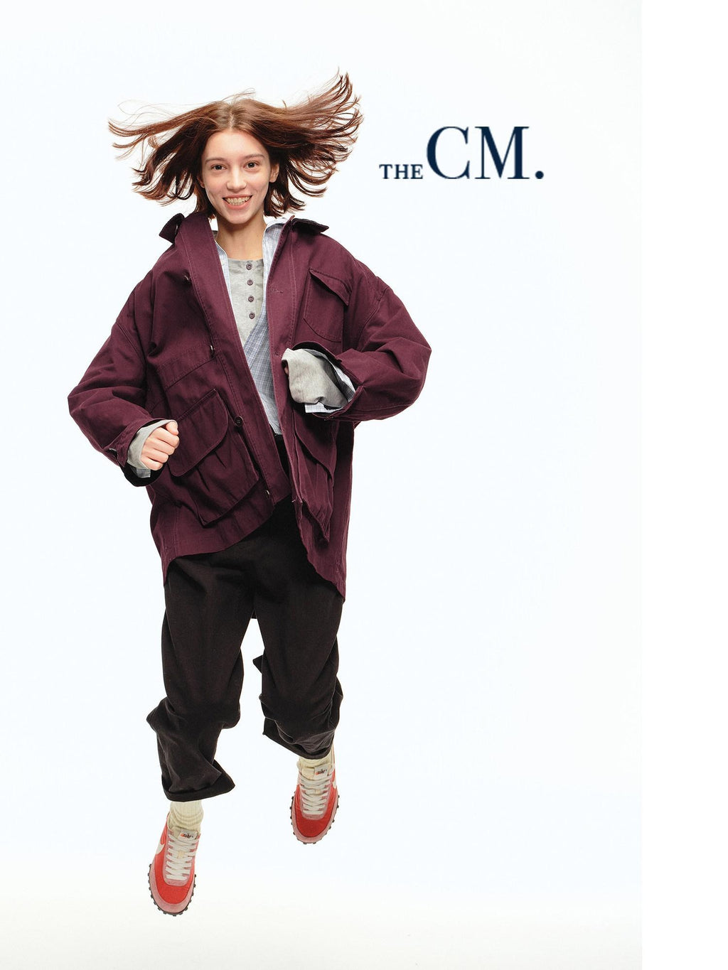 Country Moment Pure Cotton Relaxed Trendy Lapel Unisex Casual Solid Wine Red Short Coat