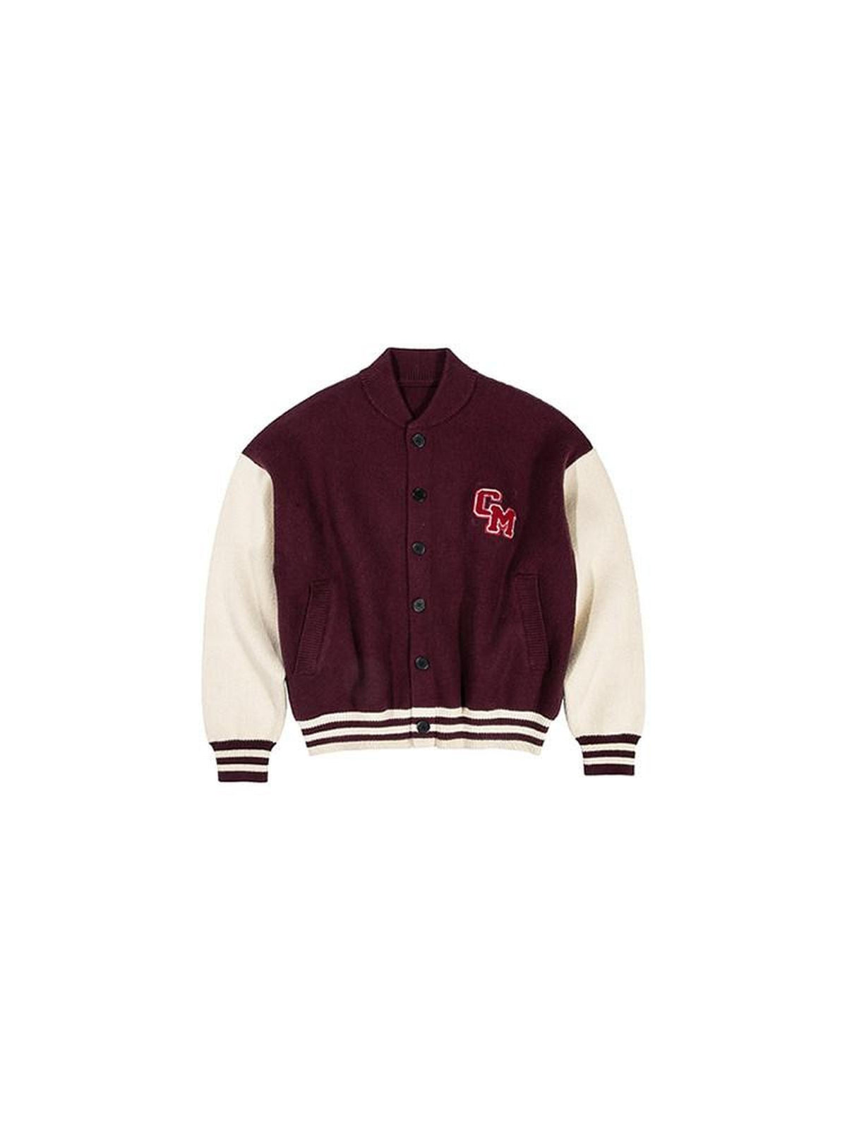 Country Moment No Itch Youth Loose Fit Unisex Casual Burgundy Baseball Collar Bomber Jackets
