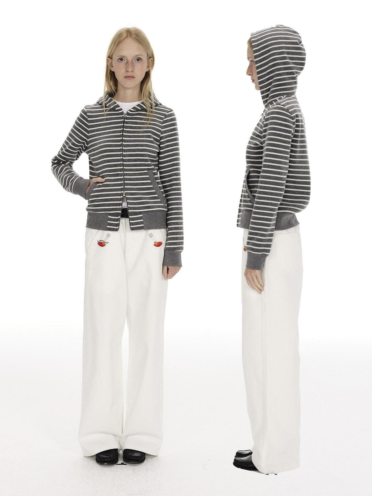 Country Moment Thermal Breathable Vintage Slim Fit Zipper Men Striped Cotton Blend Hoodie