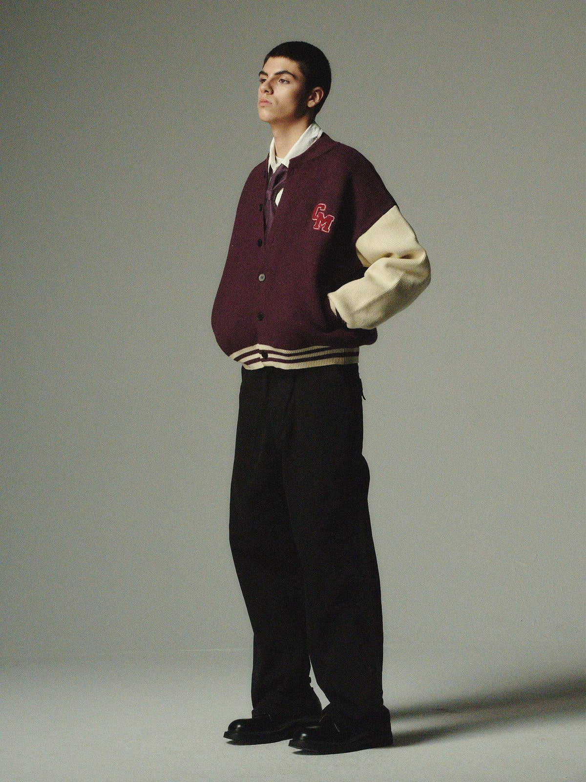Country Moment No Itch Youth Loose Fit Unisex Casual Burgundy Baseball Collar Bomber Jackets