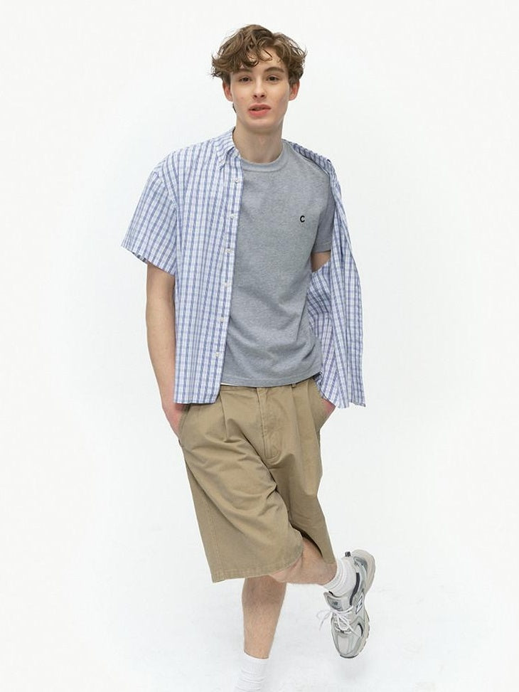 Country Moment Breathable Cotton Blend Loose Plaid Button Up Short Sleeve Collared Shirts