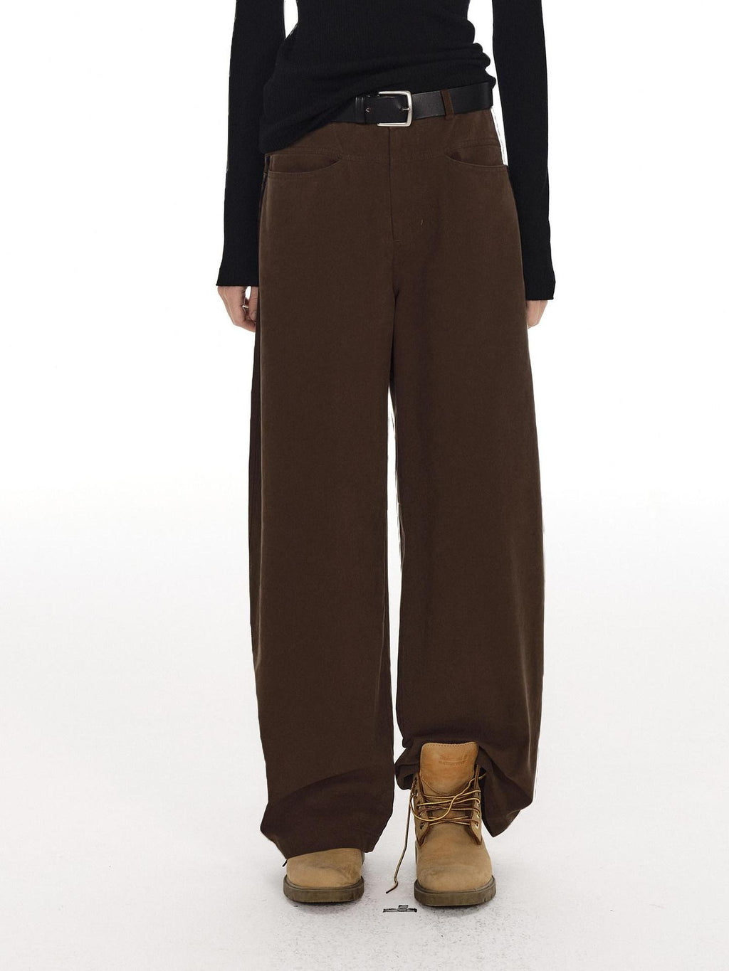 Country Moment Breathable Washed Cotton Relaxed Vintage Workwear Brown Straight Pants