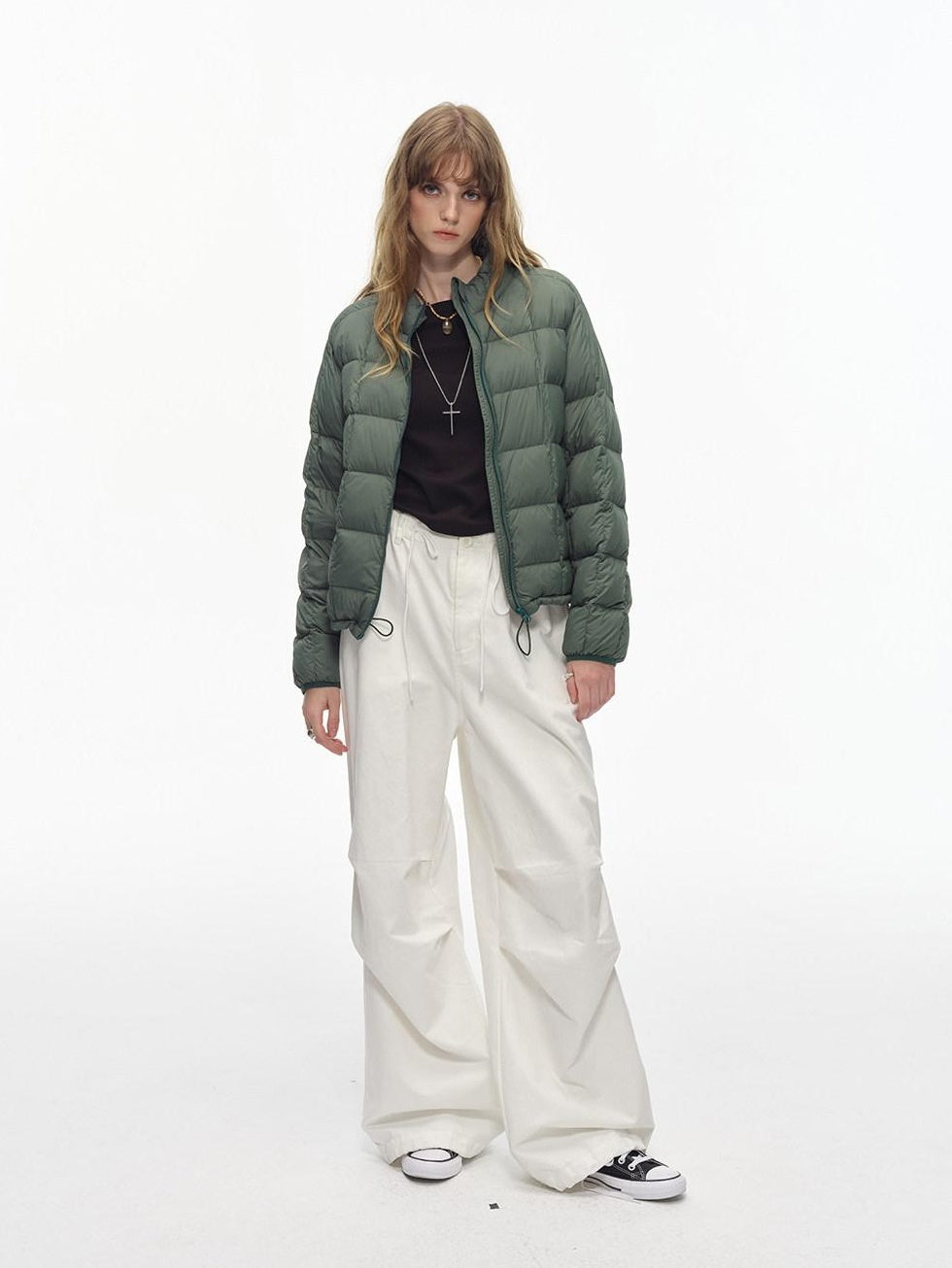Country Moment Soft Breathable Cotton Loose Paratrooper Tapered Cuff Youth White Cargo Pants