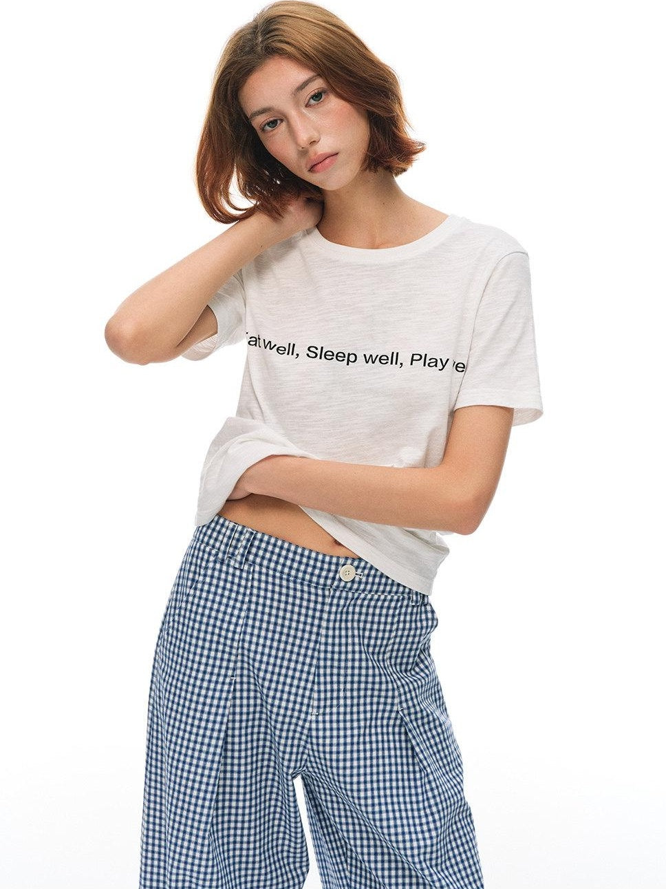 Country Moment Breathable Bamboo Slub Cotton Loose Fit Letter Print Women Short Sleeve T-Shirts