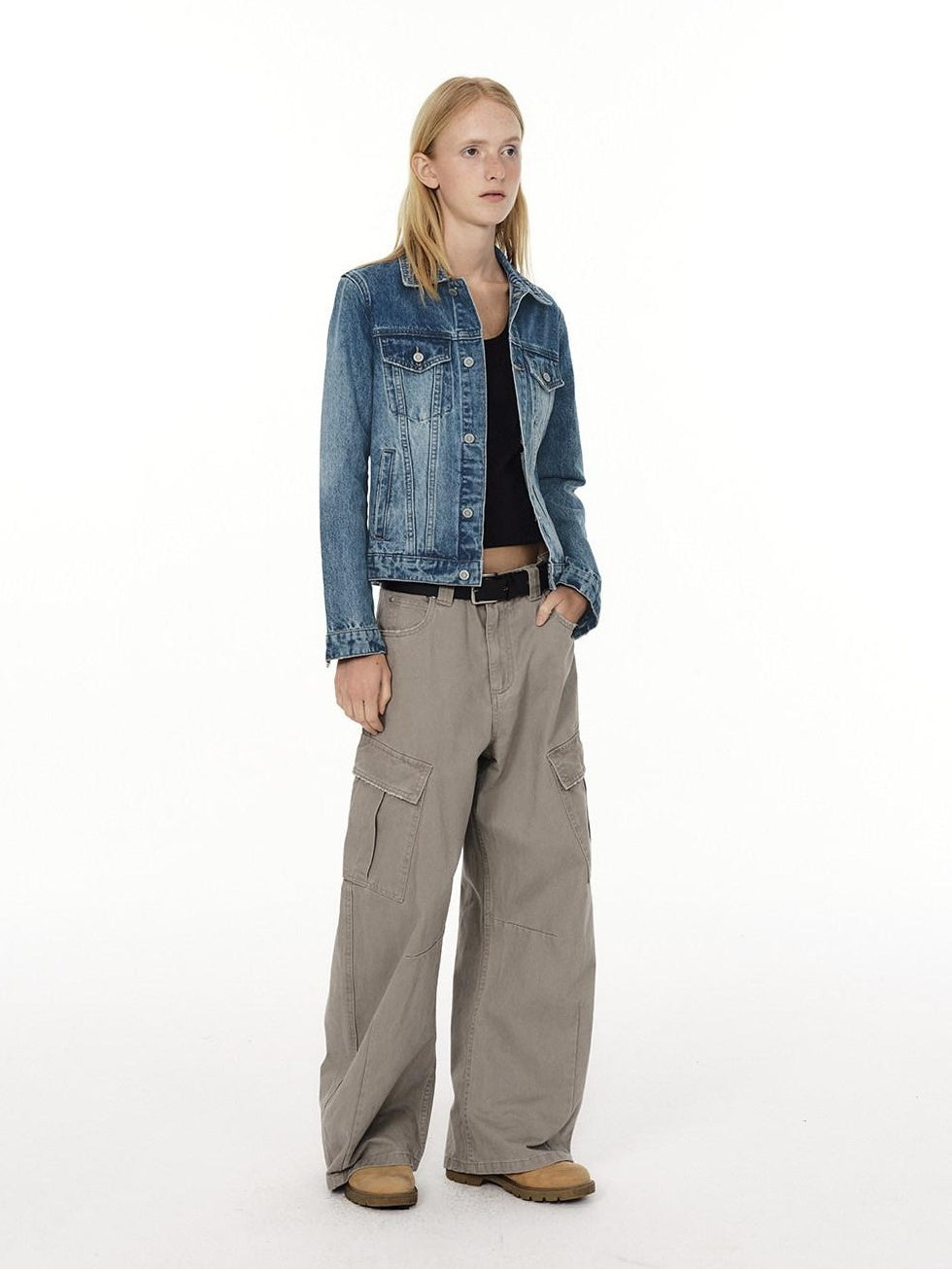 Country Moment Breathable Washed Cotton Relaxed Straight Pocket Button Fly Casual Cargo Pants