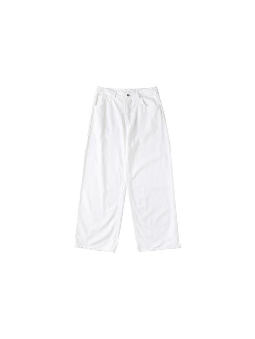 Country Moment Versatile Cotton Loose Natural Waist Zip Fly Commuter White Straight Pants