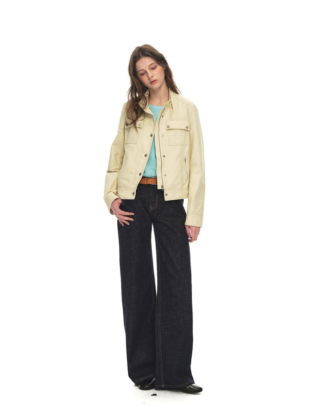 Country Moment Breathable 100 Percent Cotton Mid Rise Dark Blue Casual Women Straight Leg Jeans