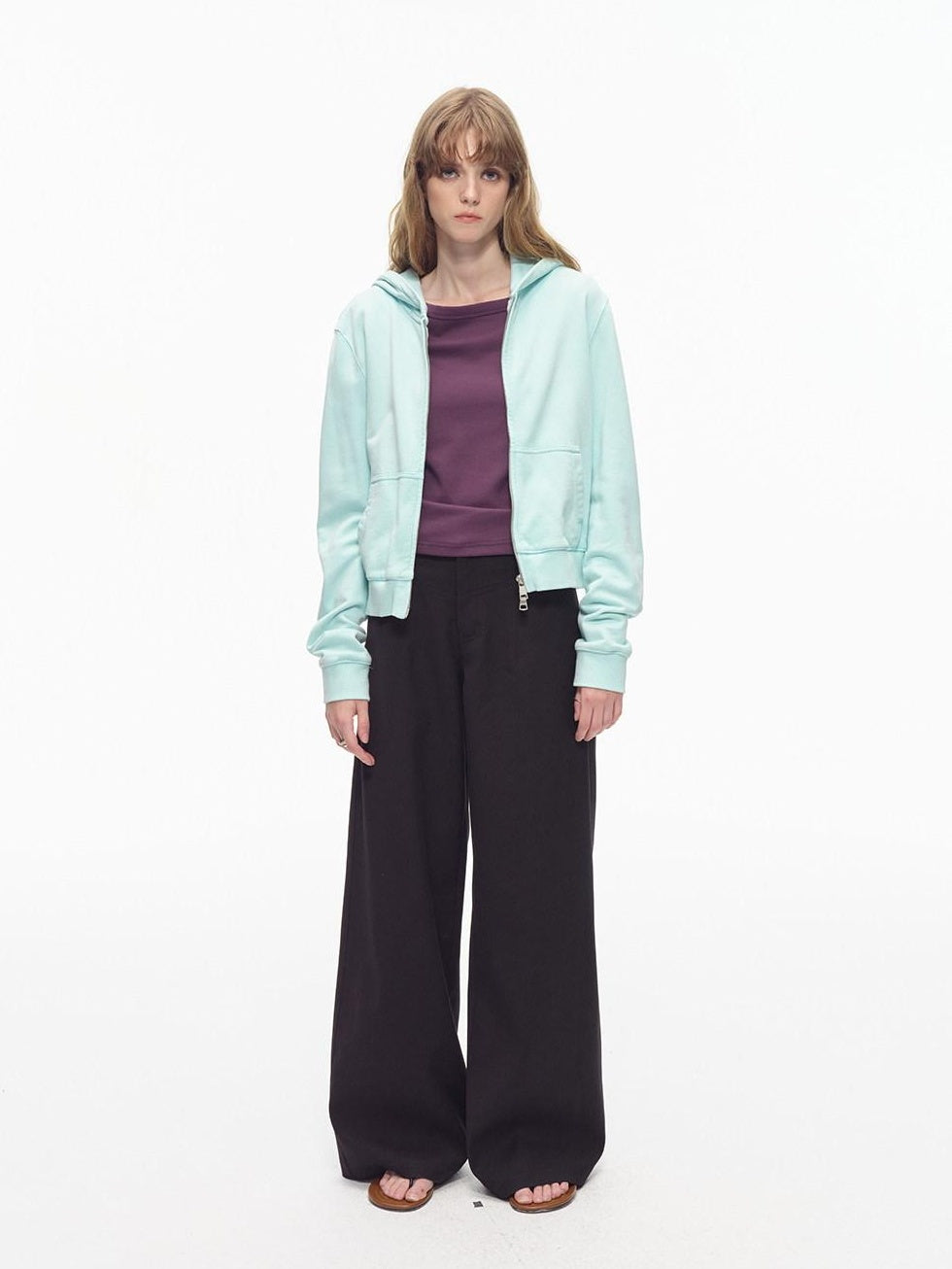 Country Moment Wrinkle Resistant Mid Rise Loose Straight Leg Casual Youth Black Wide Leg Pants